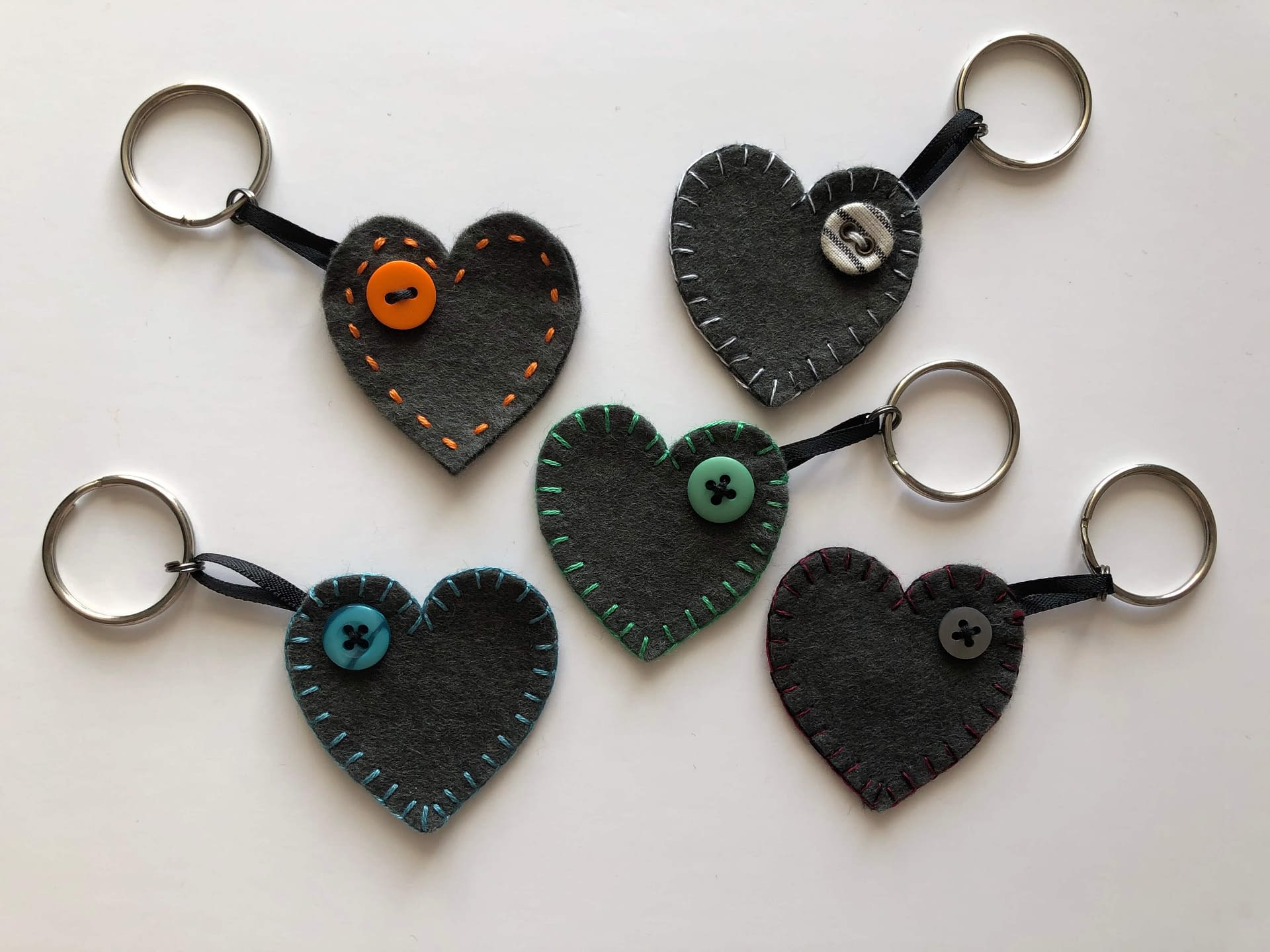 Felt Heart Keyring Tamsin Jade Handmade